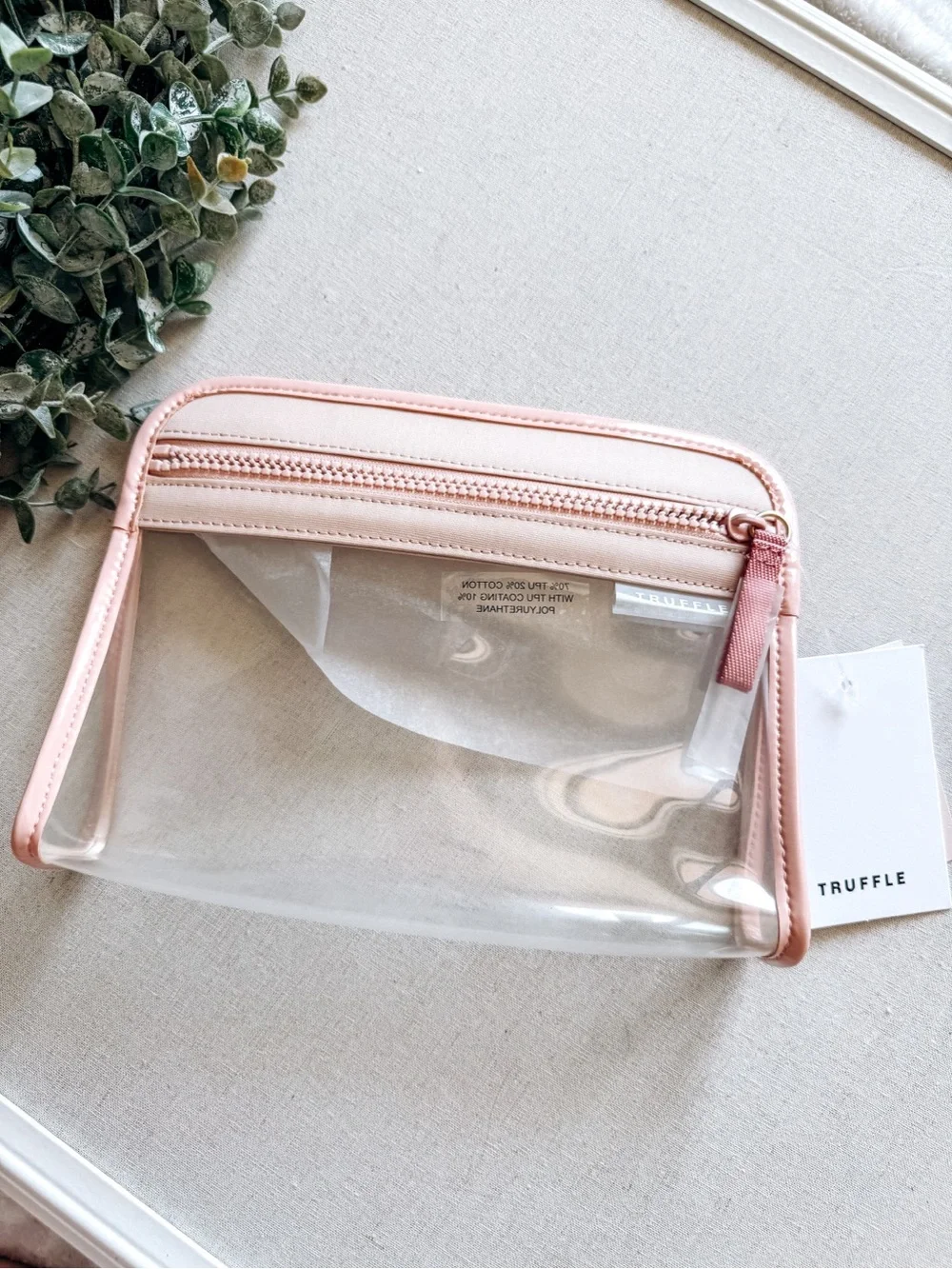 Truffle Clarity Small Clear Travel Cosmetic Pouch Rosé TSA Friendly